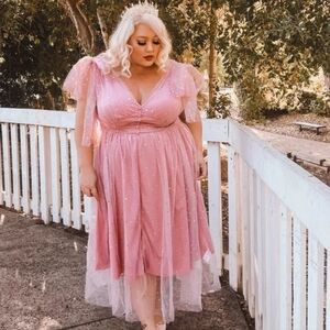 ❤️ Retro Stage Pink Stardust Swing Dress